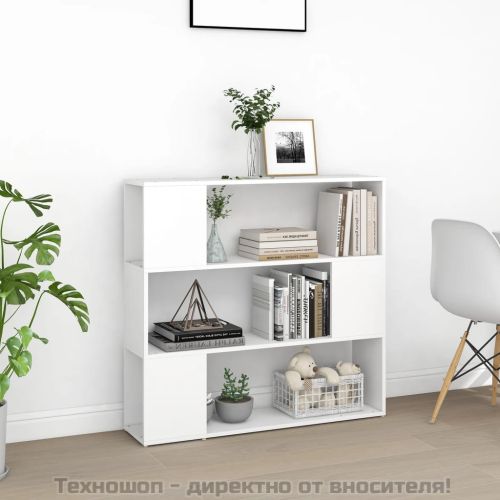 Библиотека/разделител за стая, бяла, 100x24x94 см