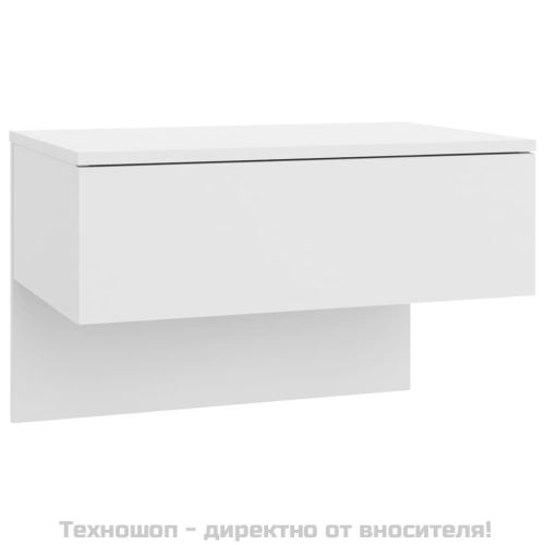 Нощни шкафчета за стенен монтаж, 2 бр, бял гланц