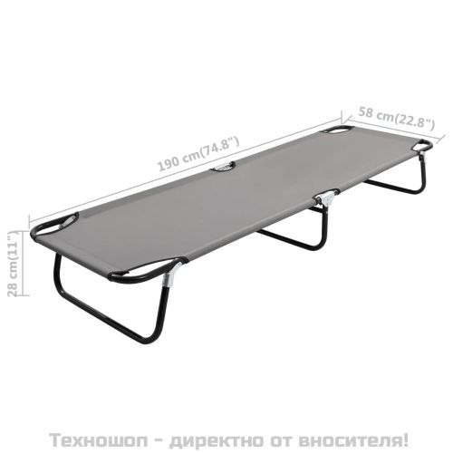 Сгъваем шезлонг, сив, стомана