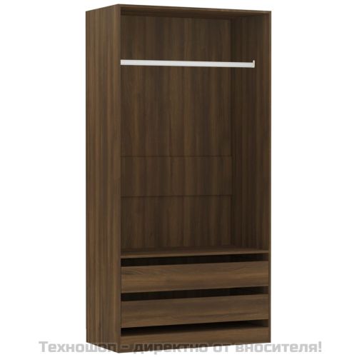 Гардероб, кафяв дъб, 100x50x200 см, инженерно дърво