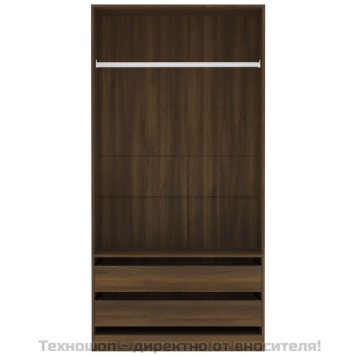 Гардероб, кафяв дъб, 100x50x200 см, инженерно дърво