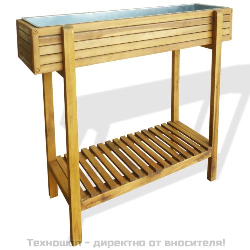 Градинска повдигната леха, акациева дървесина масив и цинк