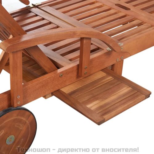 Шезлонг с възглавница, акациево дърво масив