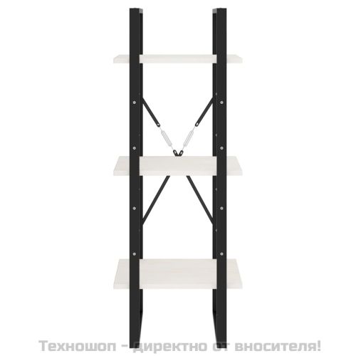 3-етажна библиотека, бяла, 40x30x105 см, борово дърво масив