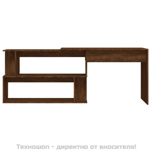 Ъглово бюро, кафяв дъб, 200x50x76 см, инженерно дърво