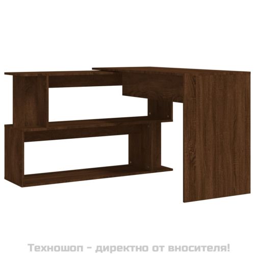 Ъглово бюро, кафяв дъб, 200x50x76 см, инженерно дърво