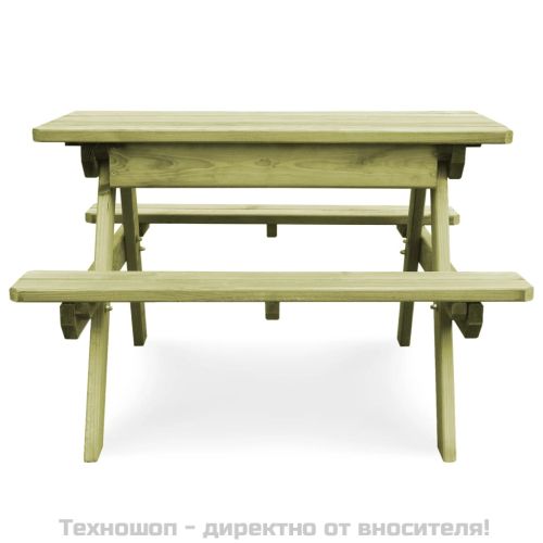 Детска маса за пикник с пейки 90x90x58 см импрегниран бор