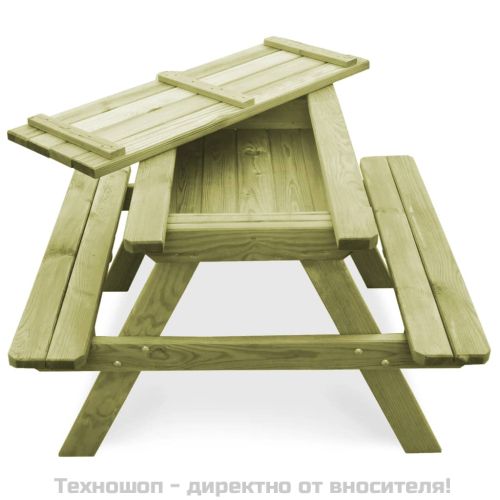 Детска маса за пикник с пейки 90x90x58 см импрегниран бор