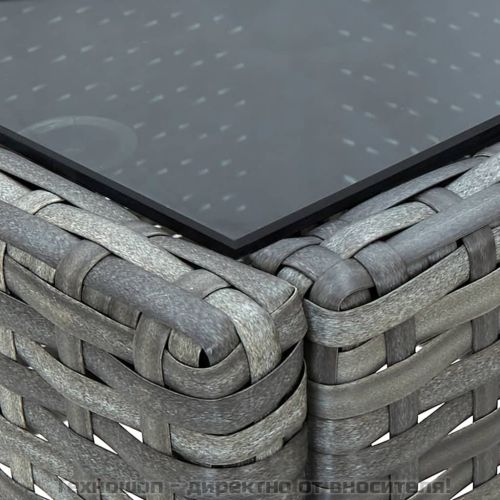 Градинска маса, сива, 75x40x37 см, полиратан