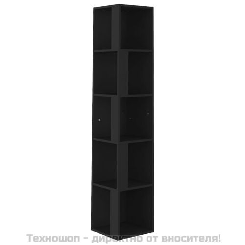 Ъглов шкаф, черен, 33x33x164,5 см, инженерно дърво