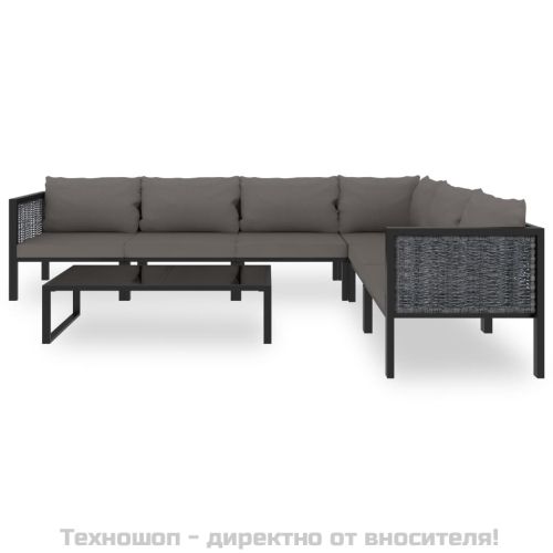 Градински комплект с възглавници, 7 части, полиратан, антрацит