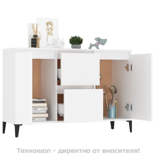 Сайдборд, бял, 102x35x70 см, инженерно дърво