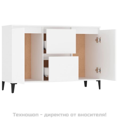 Сайдборд, бял, 102x35x70 см, инженерно дърво