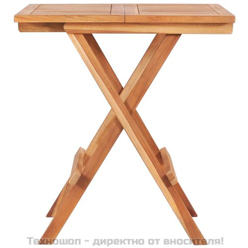 Сгъваема бистро маса, 60x60x65 см, тиково дърво масив