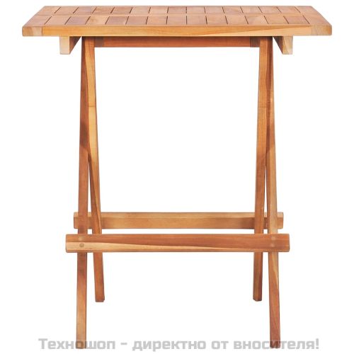 Сгъваема бистро маса, 60x60x65 см, тиково дърво масив