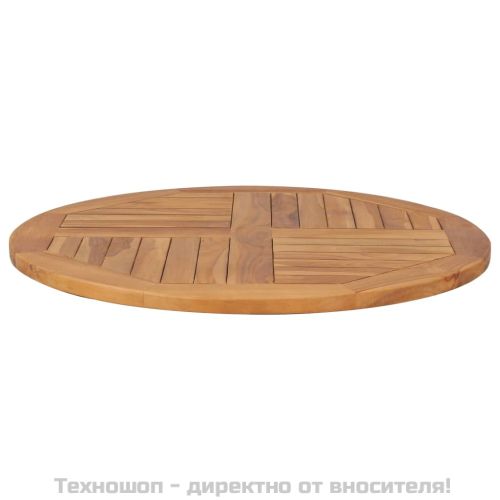 Плот за маса, тиково дърво масив, кръгъл, 2,5 см, 80 см