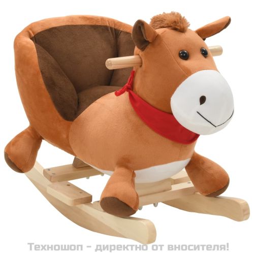 Люлеещо се конче с облегалка плюш 60x32x50 см кафяво