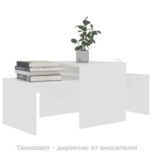 Комплект маси за кафе, бял, 100x48x40 см, инженерно дърво