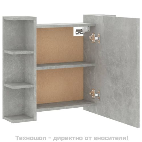 Огледален шкаф с LED, бетонно сив, 70x16,5x60 см