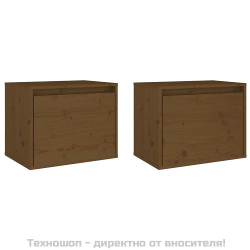 Стенни шкафове, 2 бр, меденокафяви, 45x30x35 см, бор масив