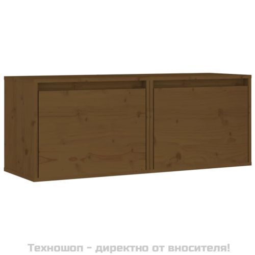 Стенни шкафове, 2 бр, меденокафяви, 45x30x35 см, бор масив