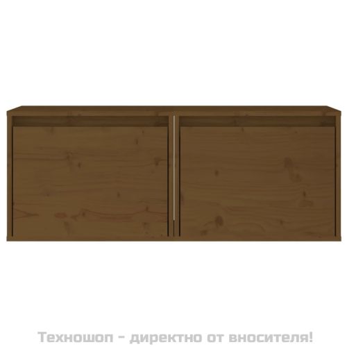 Стенни шкафове, 2 бр, меденокафяви, 45x30x35 см, бор масив