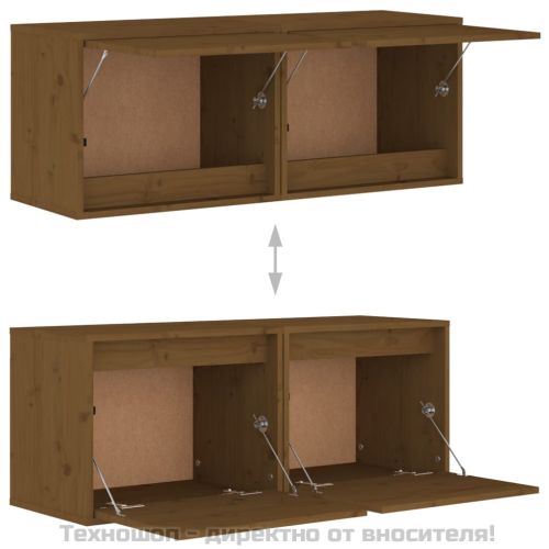 Стенни шкафове, 2 бр, меденокафяви, 45x30x35 см, бор масив