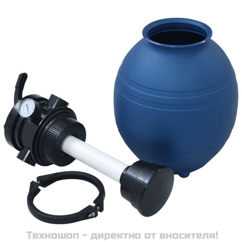 Пясъчен филтър за басейн, 4 позиционен клапан, син, 300 мм