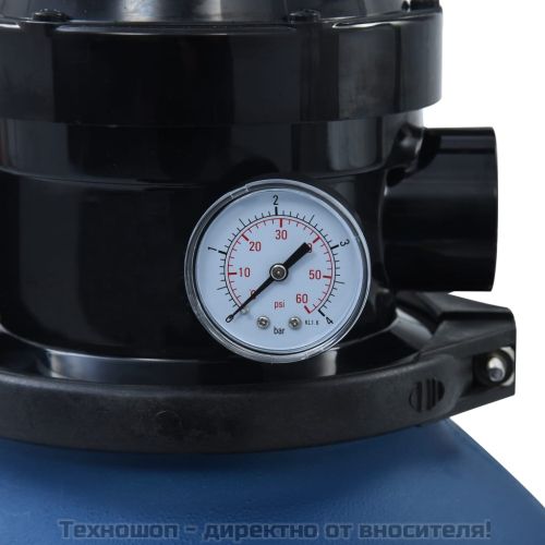 Пясъчен филтър за басейн, 4 позиционен клапан, син, 300 мм