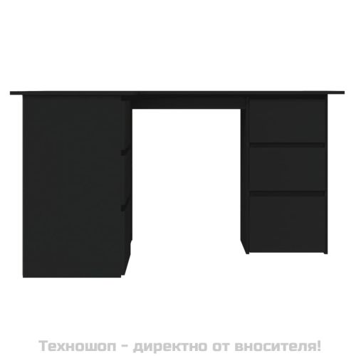 Ъглово бюро, бяло, 145x100x76 см, инженерно дърво