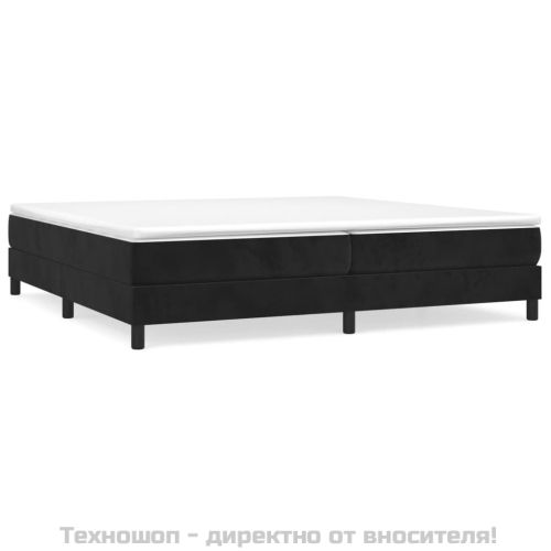 Боксспринг легло с матрак, черно, 200x200 см, кадифе