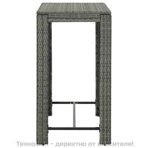 Градинска бар маса, сива, 100x60,5x110,5 см, полиратан