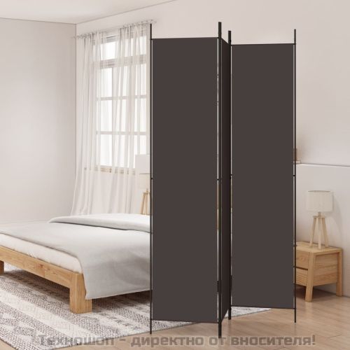 Параван за стая, 3 панела, кафяв, 150x220 см, плат