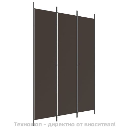 Параван за стая, 3 панела, кафяв, 150x220 см, плат