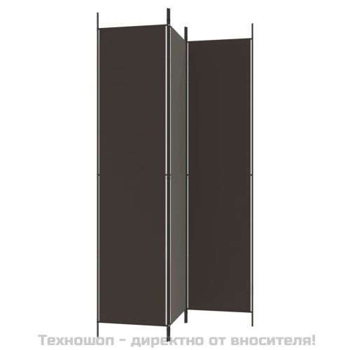 Параван за стая, 3 панела, кафяв, 150x220 см, плат