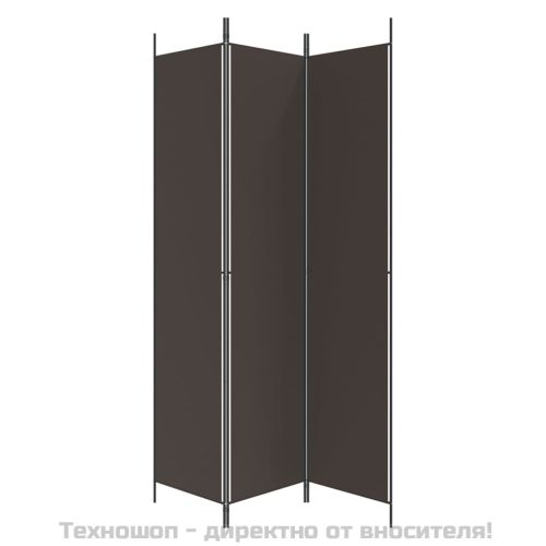 Параван за стая, 3 панела, кафяв, 150x220 см, плат