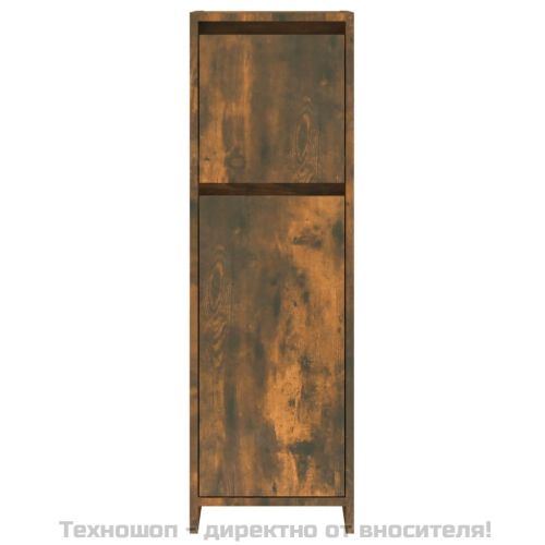 Шкаф за баня, опушен дъб, 30x30x95 см, инженерно дърво