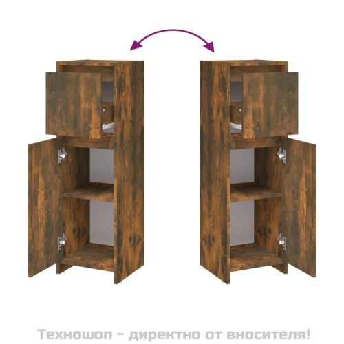 Шкаф за баня, опушен дъб, 30x30x95 см, инженерно дърво