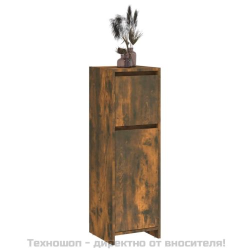 Шкаф за баня, опушен дъб, 30x30x95 см, инженерно дърво