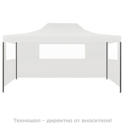 Сгъваема парти шатра с 3 странични стени, 291x413x315 см, бяла