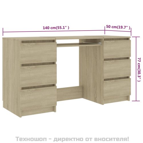Писалище, дъб сонома, 140x50x77 см, инженерно дърво