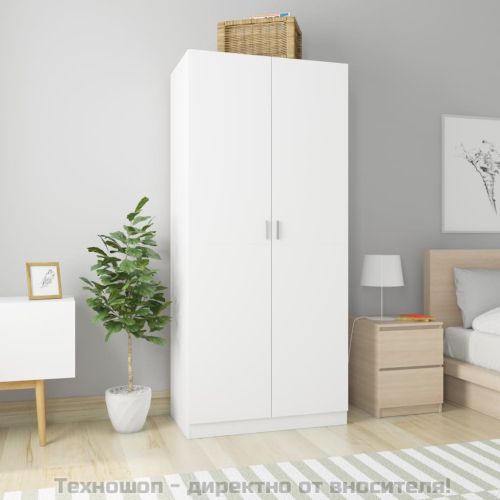 Гардероб, бял, 90x52x200 см, ПДЧ