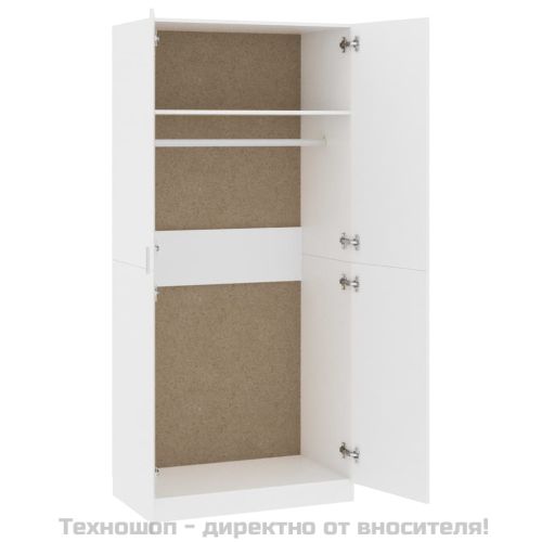Гардероб, бял, 90x52x200 см, ПДЧ