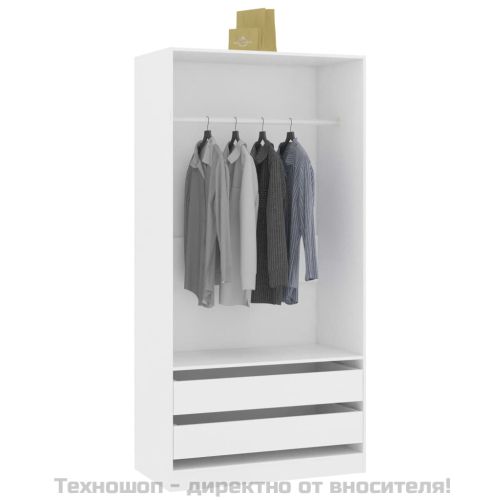 Гардероб, бял, 100x50x200 см, ПДЧ