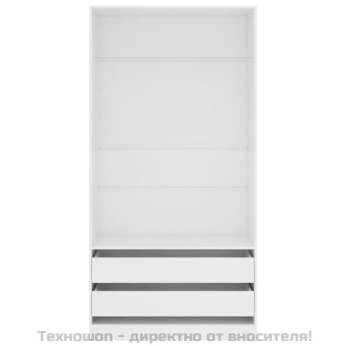 Гардероб, бял, 100x50x200 см, ПДЧ
