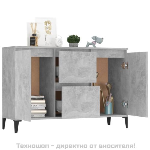 Сайдборд, бетонно сив, 102x35x70 см, инженерно дърво