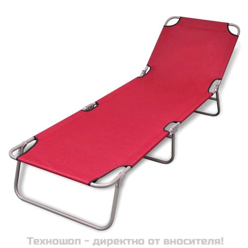 Сгъваем шезлонг, прахово боядисана стомана, червен