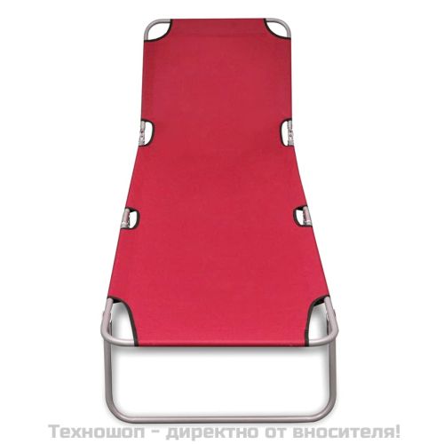 Сгъваем шезлонг, прахово боядисана стомана, червен