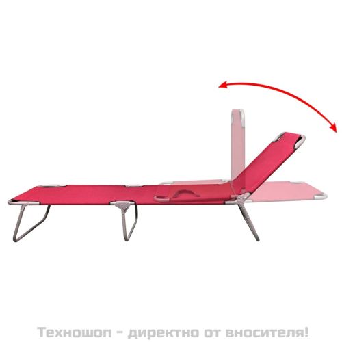 Сгъваем шезлонг, прахово боядисана стомана, червен