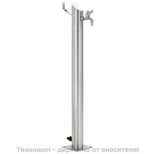 Градинска чешма, неръждаема стомана, кръгла колона, 95 см